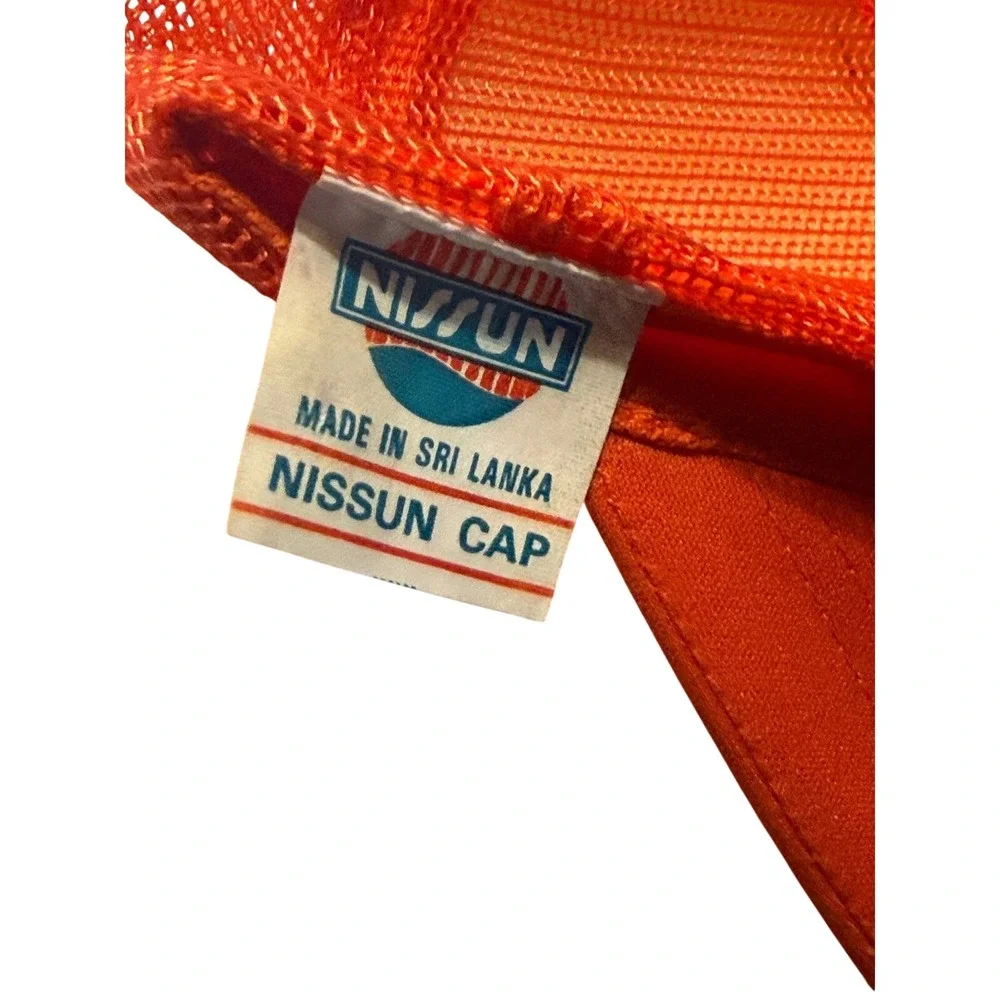 Vintage Nissun Aruba‎ Trucker Hat Orange White Mesh Snapback Cap 90s Souvenir